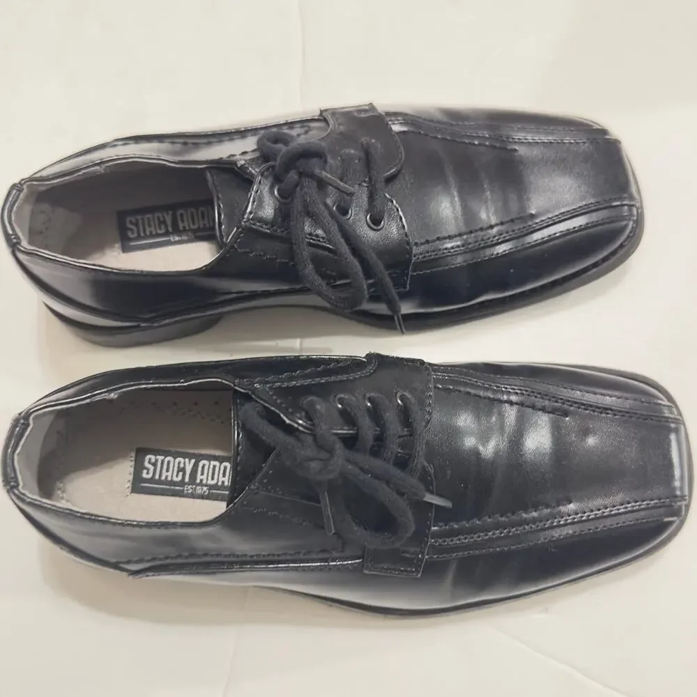 Stacy Adams  Boys Black Lace Up Ankle Boots Side Zipper Size 13.5M